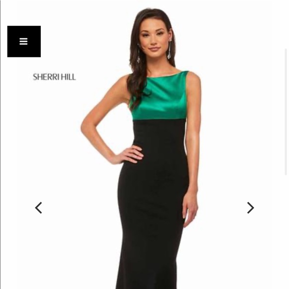 Sherri Hill emerald green/black formal dress - Picture 2 of 5